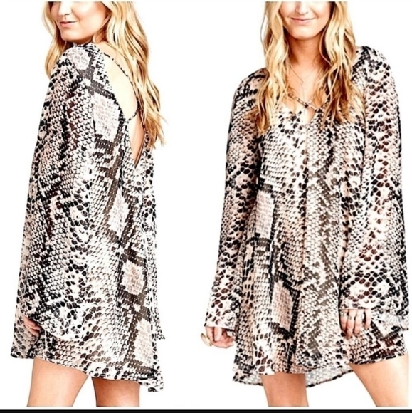 Anthropologie Show Me Your Mumu "Joni" Snake Print Long Sleeve Dress - Picture 14 of 14